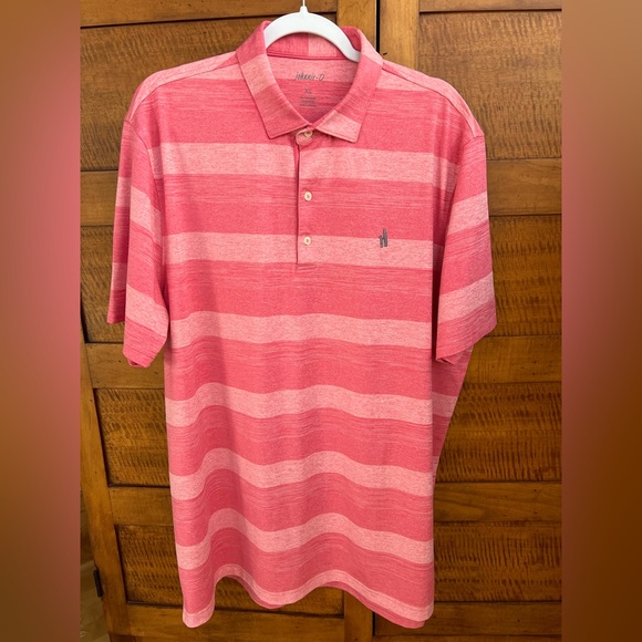⛳️🏌️🍓Like New Johnnie-O Wide Striped Strawberry (Heathered Pinks) Polo Men’s XL - Picture 6 of 17